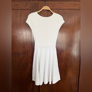 Autumn Cashmere White Textured Fit-and-Flare Mini Dress